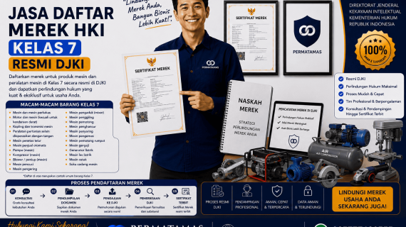 Jasa Pengurusan Merek Kelas 7 untuk Mesin Pertanian, Mesin Pemotong Rumput, Mesin Penggilingan, dan Mesin Panen Resmi DJKI