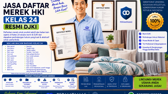 Kelas 24 Merek Produk untuk Handuk Tekstil, Kain Dapur, Kain Pelapis, dan Tekstil Rumah Tangga Resmi DJKI