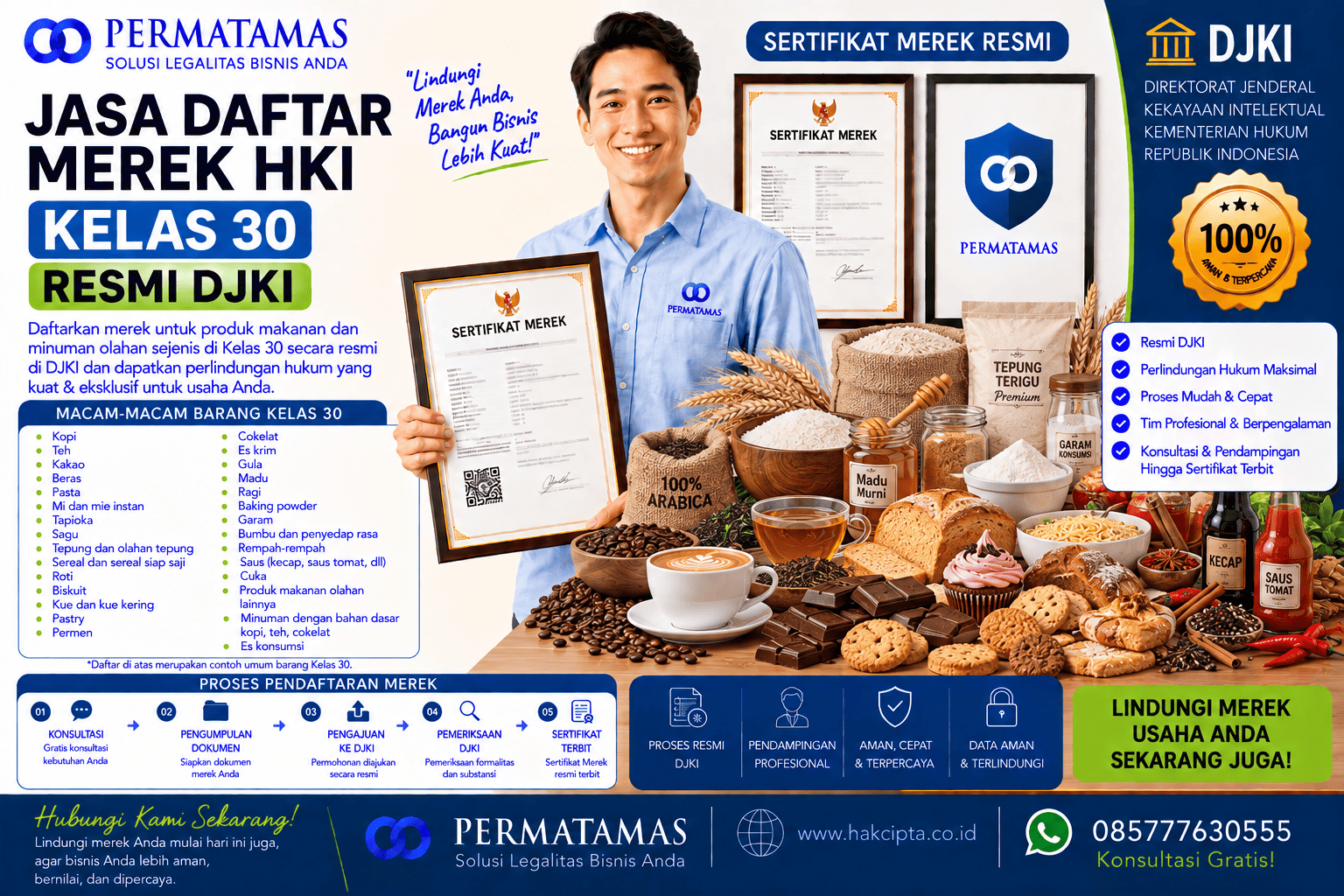 Jasa Daftar Merek Kelas 30 untuk Beras, Pasta, Mi, dan Produk Tepung Olahan Resmi DJKI