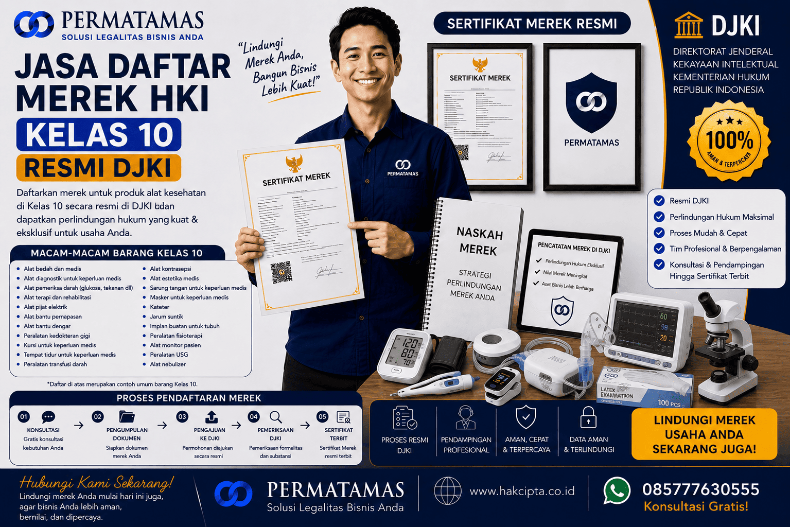 Jasa Pengurusan Merek Kelas 10 untuk Alat Gigi, Instrumen Kedokteran Gigi, Bor Gigi, dan Peralatan Dental Resmi DJKI