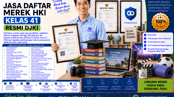 Kelas 41 Merek Produk untuk Jasa Pelatihan Olahraga, Pendidikan Bahasa, dan Bimbingan Akademik Resmi DJKI : Jasa Pendaftaran Merek Resmi DJKI