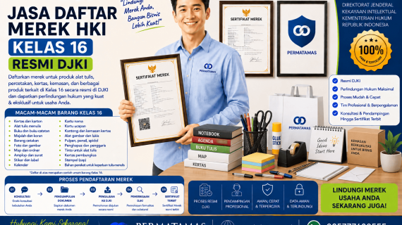 Jasa Daftar Merek Kelas 16 untuk Kertas, Karton, Buku, dan Buku Tulis Resmi DJKI