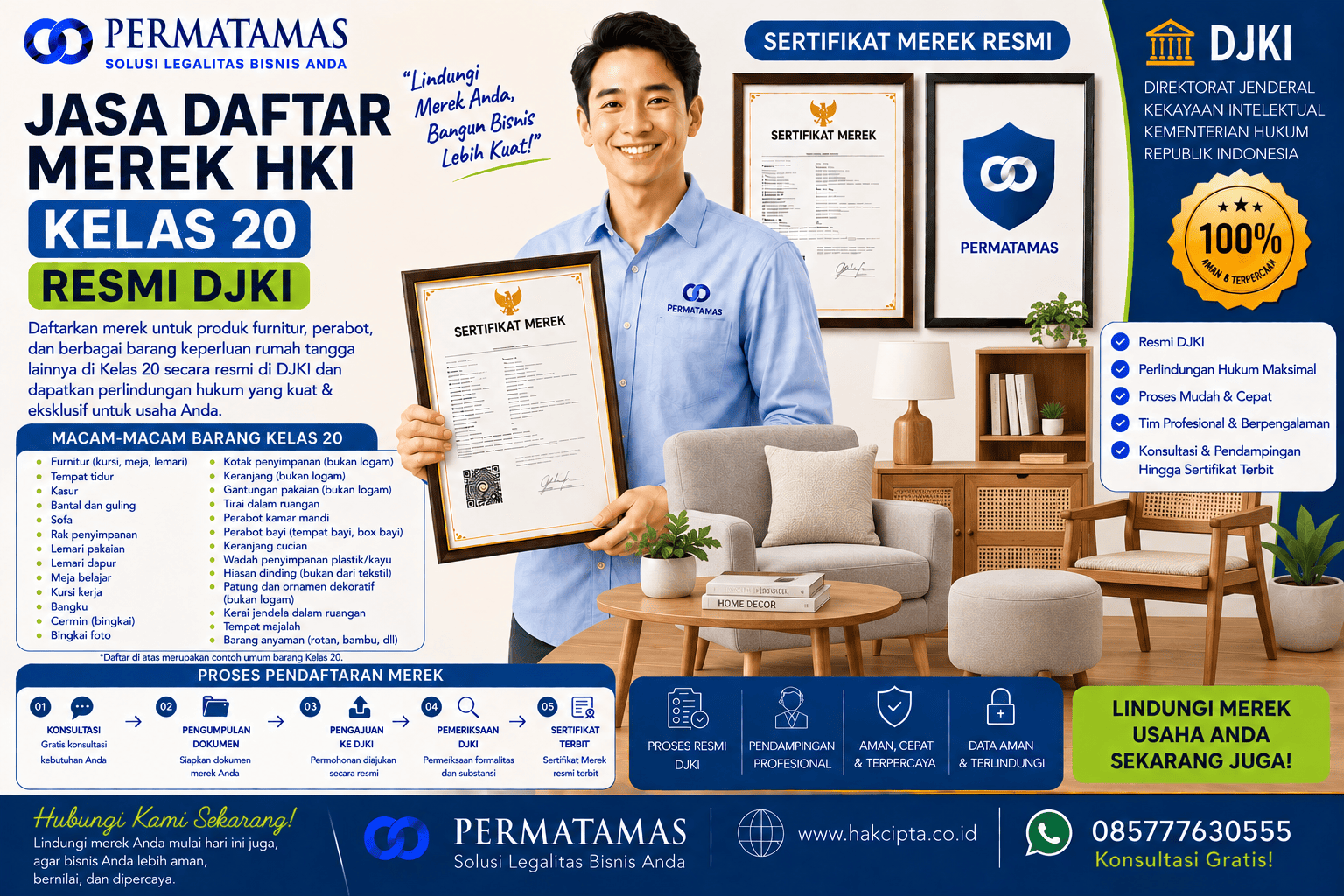 Kelas 20 Merek Produk untuk Bantal, Kasur, Gantungan Baju, dan Perabot Rumah Tangga Non-Logam Resmi DJKI : Jasa Pendaftaran Merek Resmi DJKI