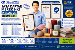 Kelas 23 Merek Produk untuk Benang Bordir, Benang Tenun, Benang Serat Alami, dan Benang Serat Buatan Resmi DJKI : Jasa Pendaftaran Merek Resmi DJKI